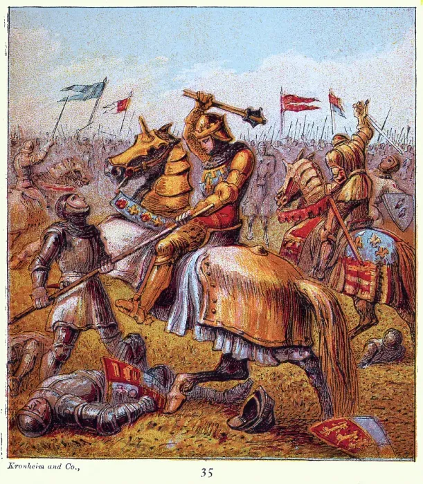 Framed Print : Battle during the Wars of the Roses, Knight on horseback armed with mace, attacking solider, Medieval English History Framed Print : Battle during the Wars of the Roses, Knight on horseback armed with mace, attacking solider, Medieval English History