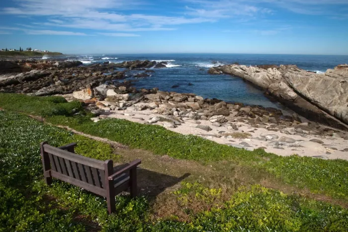 Framed Print : bay, bench, cliff, color image, colour image, day, daytime, eastern cape, horizon over land Framed Print : bay, bench, cliff, color image, colour image, day, daytime, eastern cape, horizon over land