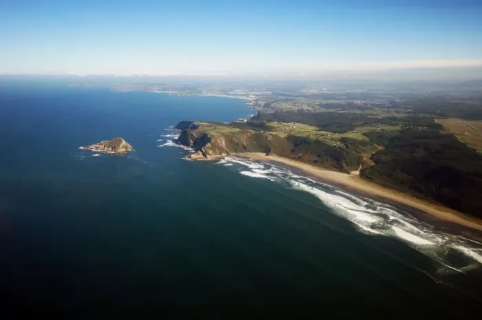 Framed Print : Bay of Biscay coastline view from a plane Framed Print : Bay of Biscay coastline view from a plane