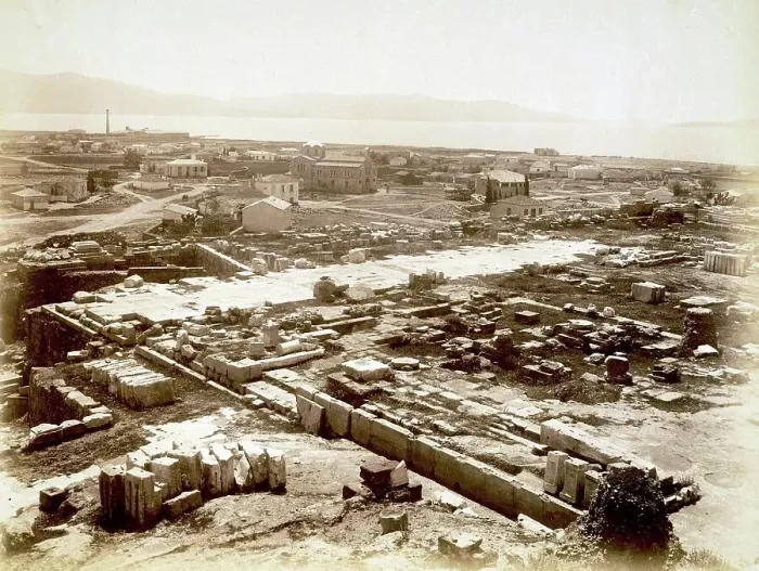 Framed Print : Bay of Eleusis in Attica, today Elefsina, cult site of Demeter and scene of the Mysteries of Eleusis, Salamis on the other side of the bay, ca. 1875, Greece, Historic, digitally restored reproduction from a 19th century original Framed Print : Bay of Eleusis in Attica, today Elefsina, cult site of Demeter and scene of the Mysteries of Eleusis, Salamis on the other side of the bay, ca. 1875, Greece, Historic, digitally restored reproduction from a 19th century original