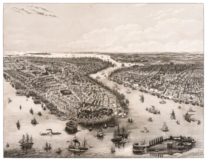 Framed Print : The Bay of New York and Brooklyn engraving 1853 Framed Print : The Bay of New York and Brooklyn engraving 1853