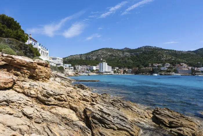 Framed Print : Bay of Sant Elm, municipality of Andratx, Sant Elm, Mallorca, Balearic Islands, Mediterranean Sea, Spain, Europe