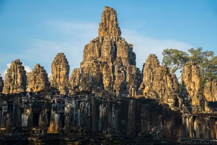 Framed Print : The Bayon temple at dawn when the sun shinning Framed Print : The Bayon temple at dawn when the sun shinning