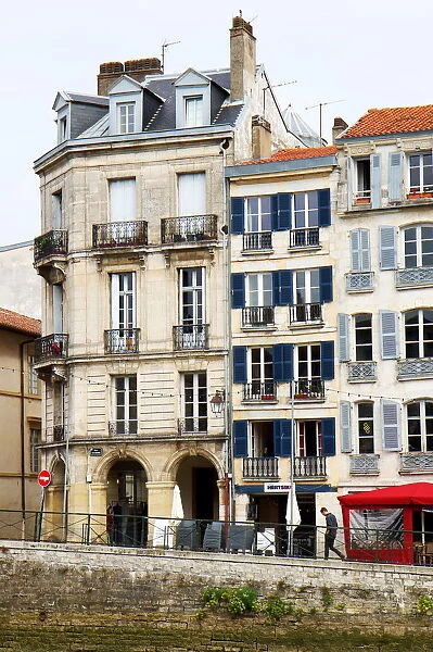 Bayonne. Typical Basque houses in the center of Bayonne