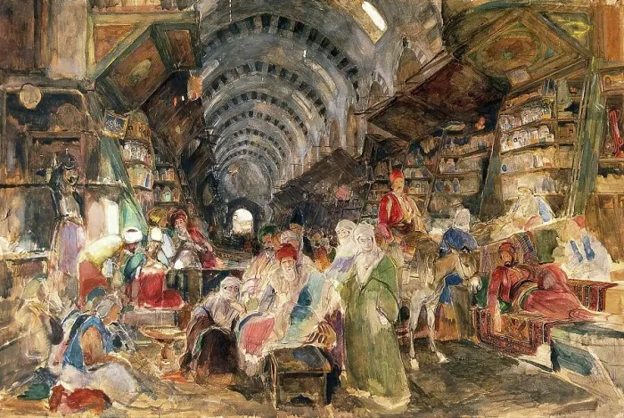 Framed Print : The Bazaar in Constantinople, now Istanbul, Turkey, painting by John Frederick Lewis, Historic, digitally restored reproduction from a 19th century original Framed Print : The Bazaar in Constantinople, now Istanbul, Turkey, painting by John Frederick Lewis, Historic, digitally restored reproduction from a 19th century original
