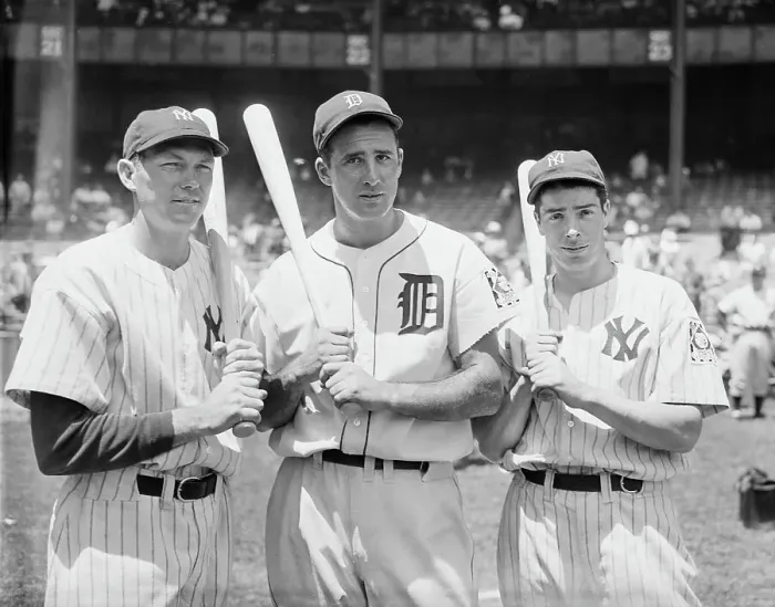 Framed Print : B.Dickey, H.Greenberg, J.Dimaggio W / Bats Framed Print : B.Dickey, H.Greenberg, J.Dimaggio W / Bats