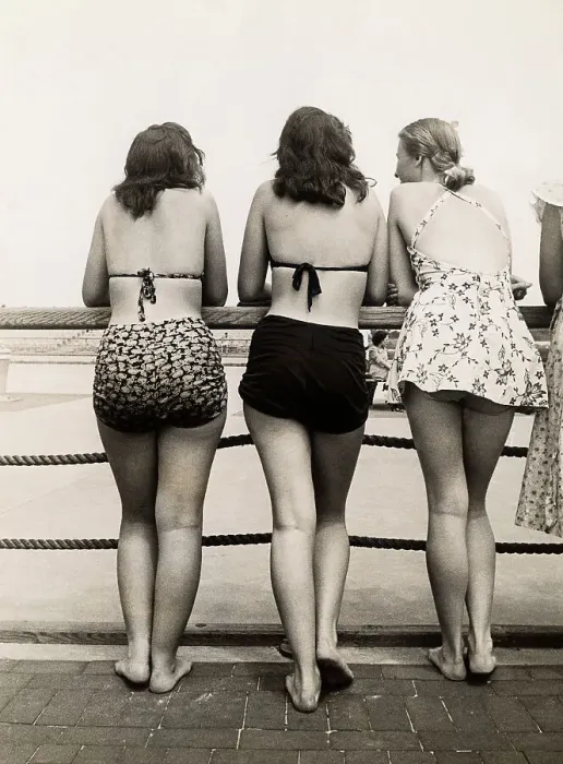 Framed Print : Beach Beauties Leaning on Railing Framed Print : Beach Beauties Leaning on Railing