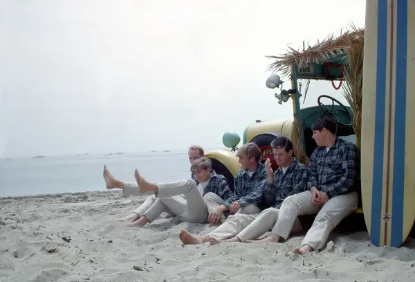 Beach Boys at the Beach Print - August 1962. Art Prints, Posters