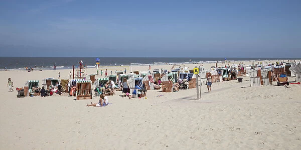 Beach chairs on the sand beach, Baltrum, East Frisian Islands, East Frisia, Lower Saxony, Germany