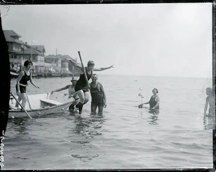 Framed Print : Beach Goers Enjoying the Water