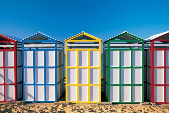 Framed Print : Beach Huts, Costa Brava, Spain Framed Print : Beach Huts, Costa Brava, Spain