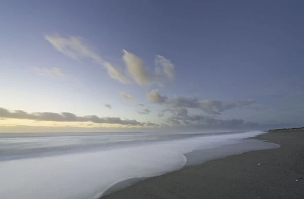 Beach and surf in evening, New Zealand