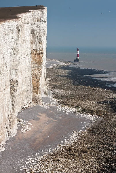 Beachy Head Lighthouse seen from the cliff top