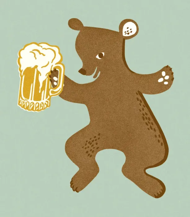 Framed Print : Bear Holding a Mug of Beer Framed Print : Bear Holding a Mug of Beer