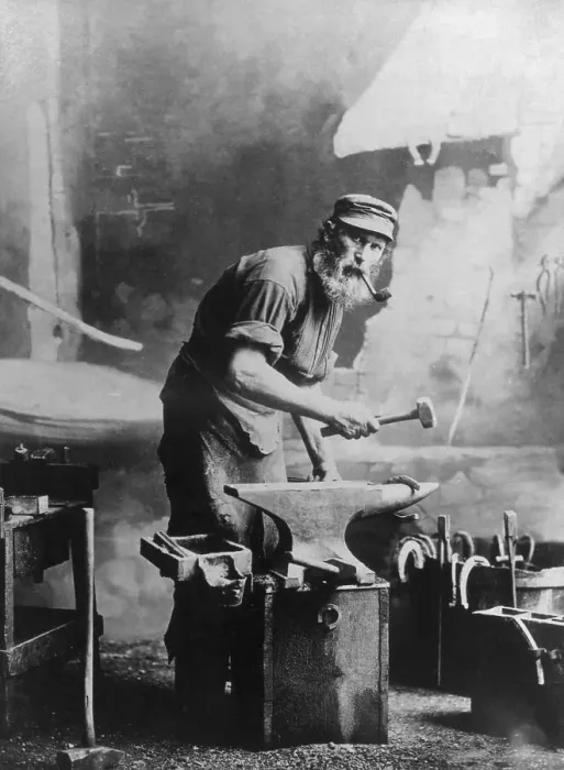 Framed Print : Bearded Blacksmith Hammering Metal / Anvil Framed Print : Bearded Blacksmith Hammering Metal / Anvil
