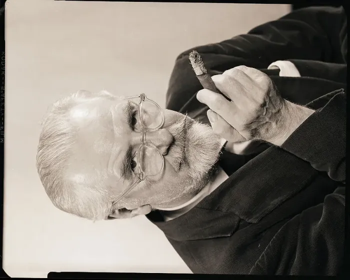 Framed Print : Bearded Man Holding a Cigar