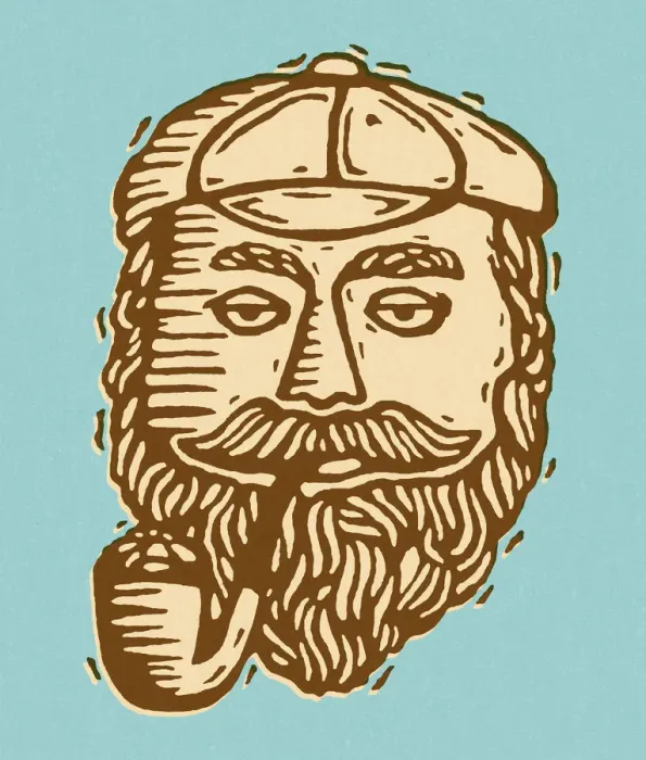 Framed Print : Bearded Man Smoking Pipe Framed Print : Bearded Man Smoking Pipe
