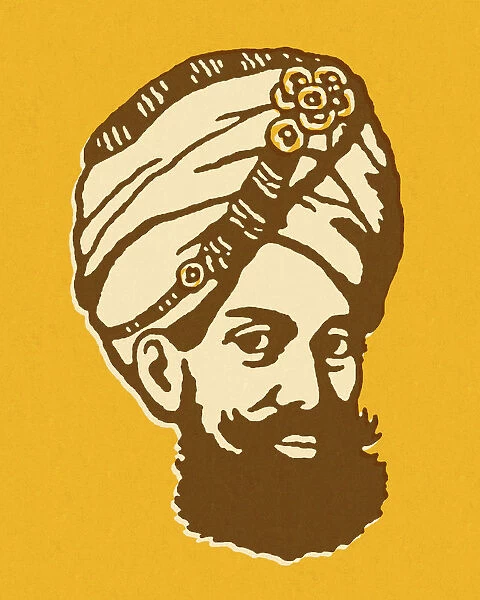 Bearded Man Wearing Turban
