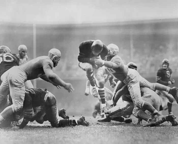 Framed Print : Bears and Lions Football Players in Action Framed Print : Bears and Lions Football Players in Action