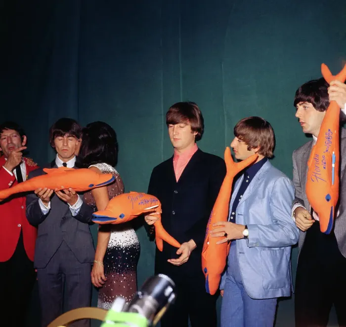 Framed Print : Beatle Band Members Holding World Fair Awards Framed Print : Beatle Band Members Holding World Fair Awards