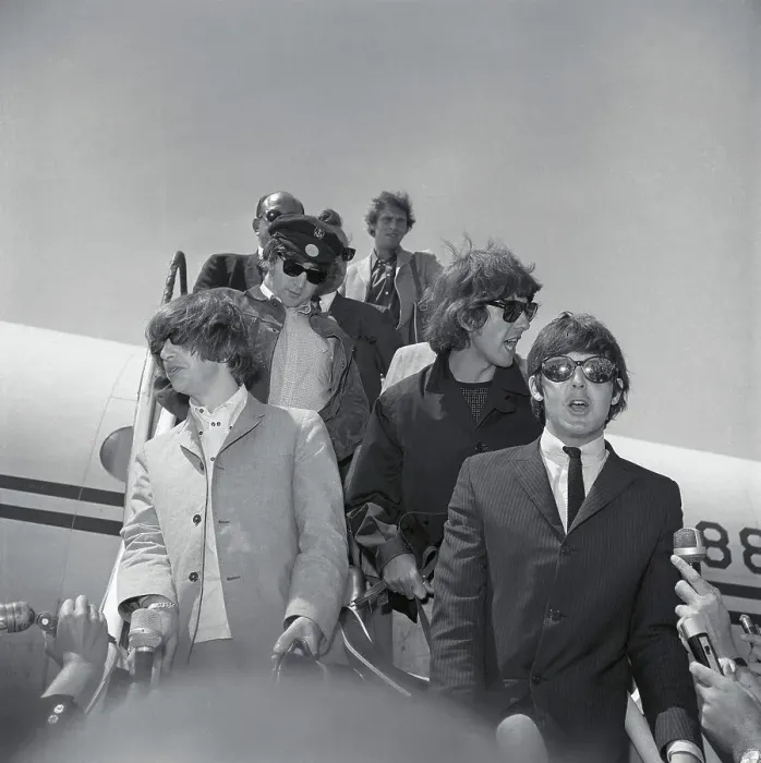 Framed Print : The Beatles Coming Off the Plane Framed Print : The Beatles Coming Off the Plane