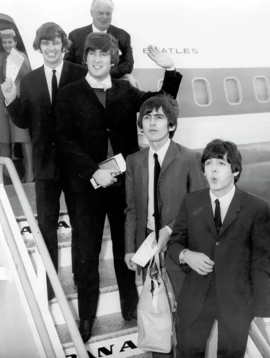 Framed Print : Beatles Disembarking From A Plane Framed Print : Beatles Disembarking From A Plane
