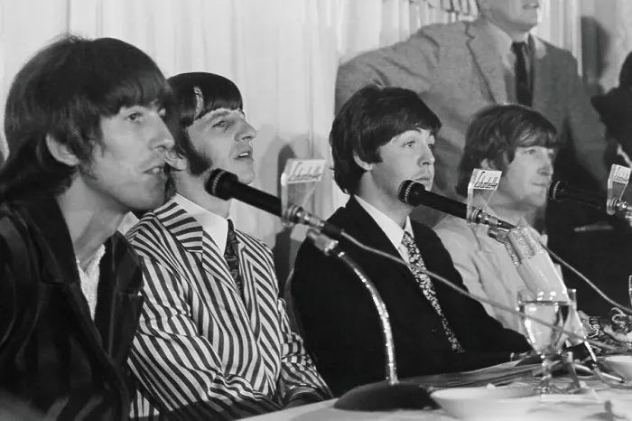 Framed Print : Beatles Holding Press Conference Framed Print : Beatles Holding Press Conference