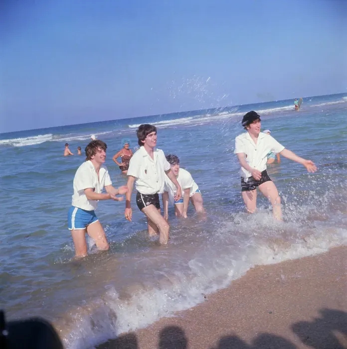 Framed Print : The Beatles Playing in Surf in Miami Beach Framed Print : The Beatles Playing in Surf in Miami Beach