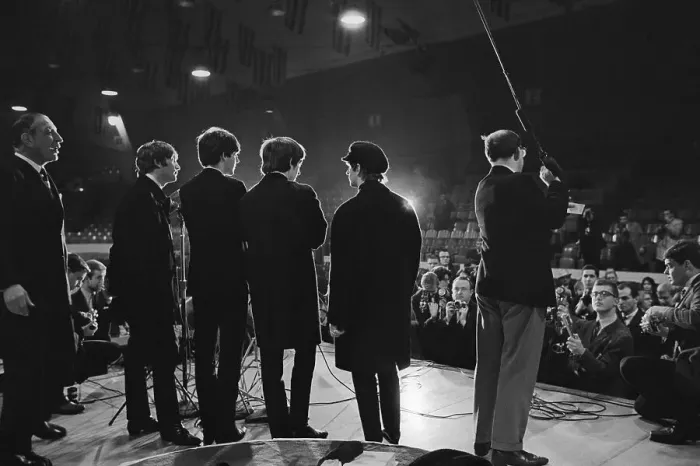 Framed Print : The Beatles at a Press Conference Framed Print : The Beatles at a Press Conference