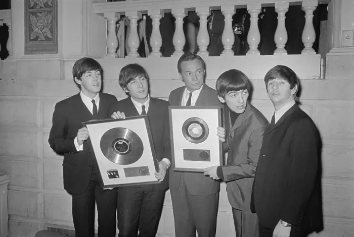 Framed Print : Beatles Receiving Gold Records Framed Print : Beatles Receiving Gold Records