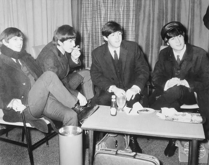 Framed Print : Beatles Relaxing at Airport Framed Print : Beatles Relaxing at Airport
