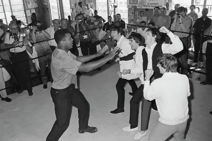 Framed Print : The Beatles in Ring with Muhammad Ali