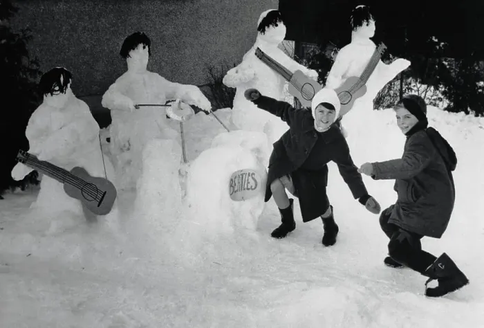 The Beatles Sculpted in the Snow Print, Ottawa, 1964. Art Prints