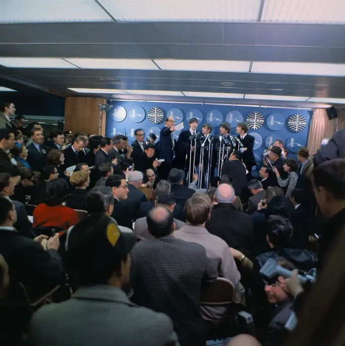Framed Print : Beatles Speaking at Press Conference Framed Print : Beatles Speaking at Press Conference