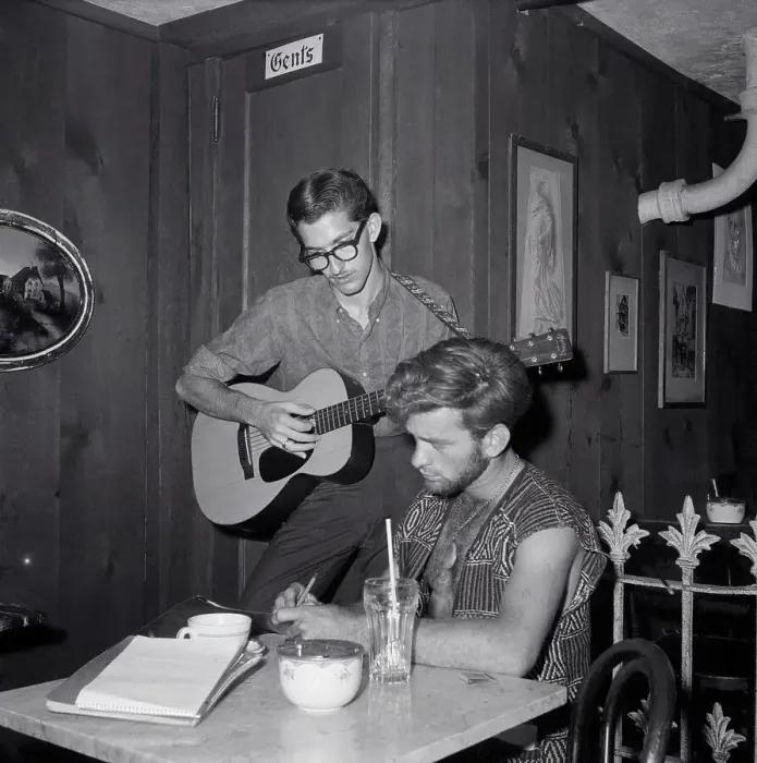 Framed Print : Beatnik Playing Guitar in Cafe Framed Print : Beatnik Playing Guitar in Cafe