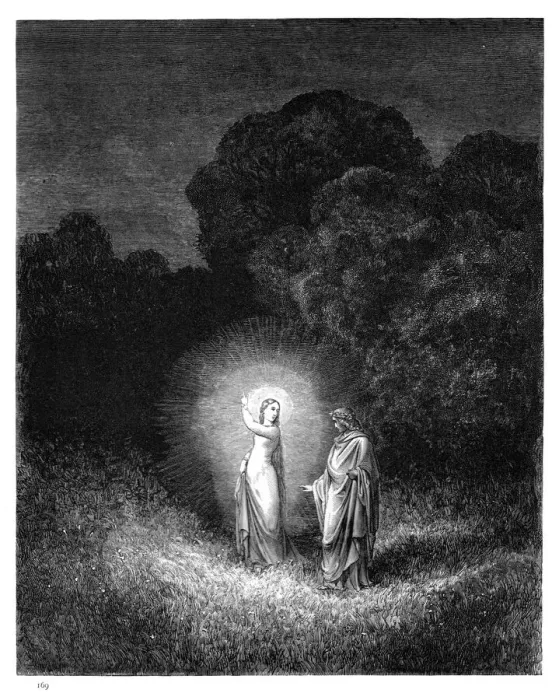 Framed Print : Beatrice and Virgil engraving 1870 Framed Print : Beatrice and Virgil engraving 1870