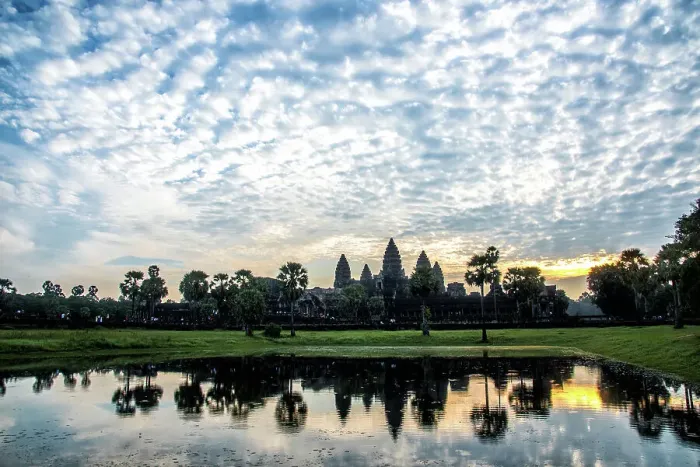 Framed Print : Beautiful aerial view of Angkor Wat at sunrise, Siem Reap, Cambodia