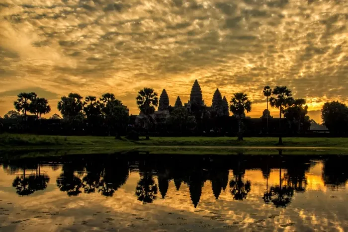 Framed Print : Beautiful aerial view of Angkor Wat at sunrise, Siem Reap, Cambodia Framed Print : Beautiful aerial view of Angkor Wat at sunrise, Siem Reap, Cambodia