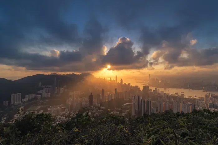 Framed Print : beautiful Hong Kong sunset scene Framed Print : beautiful Hong Kong sunset scene