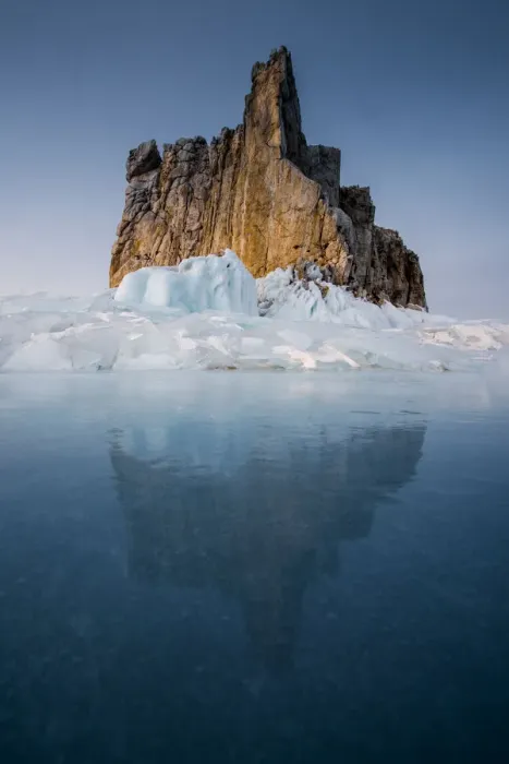 Framed Print : Beautiful rock at Baikal lake with reflection Framed Print : Beautiful rock at Baikal lake with reflection