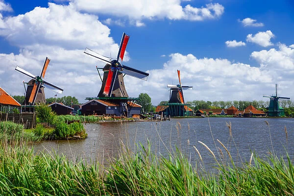 Beautiful scenery of windmills