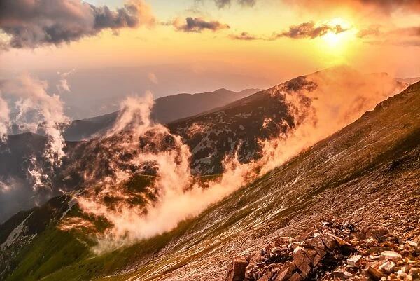 Beautiful sunset in a mountain