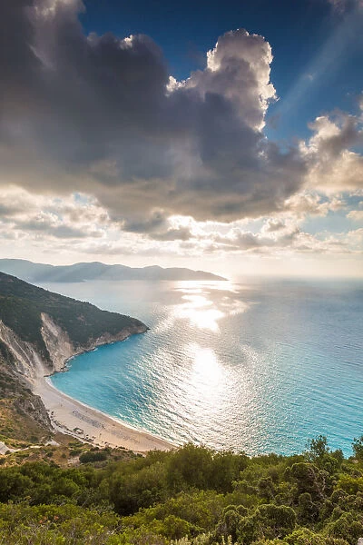Beautiful view over famous Myrtos beach. Kefalonia, Greek Islands, Greece