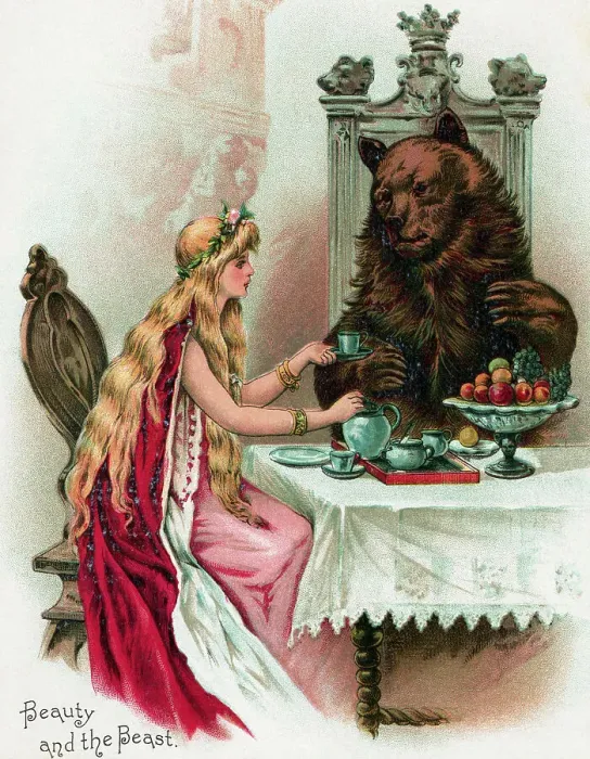Framed Print : Beauty And The Beast Having Tea Framed Print : Beauty And The Beast Having Tea