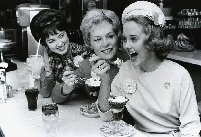 Framed Print : Beauty Contestants Eating Ice Cream