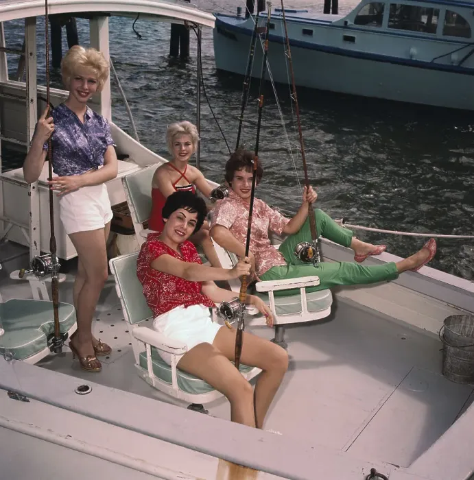 Framed Print : Beauty Contestants Enjoying Boat at Miami Framed Print : Beauty Contestants Enjoying Boat at Miami