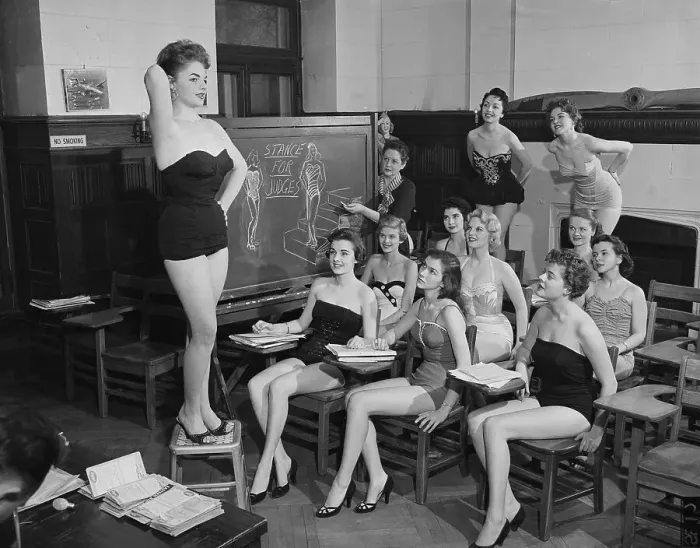 Framed Print : Beauty Contestants Learning the Art of Posing Framed Print : Beauty Contestants Learning the Art of Posing