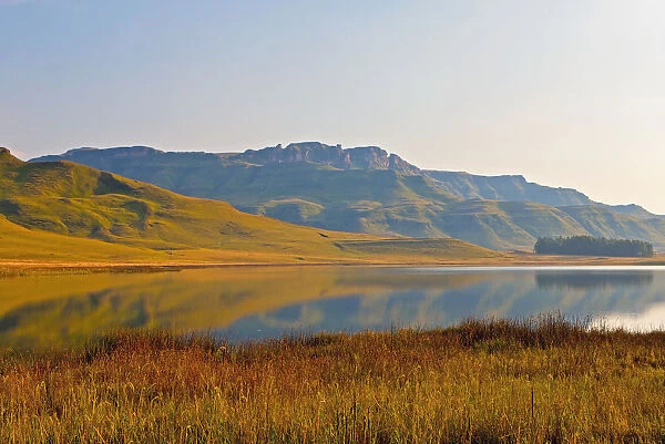 beauty in nature, clear sky, copy space, day, drakensberg mountain range, grass, hill