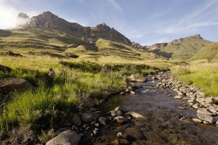 Framed Print : Beauty In Nature, Drakensberg, Grass, Green, Landscape, Mountain, Nature, Non-Urban Scene Framed Print : Beauty In Nature, Drakensberg, Grass, Green, Landscape, Mountain, Nature, Non-Urban Scene