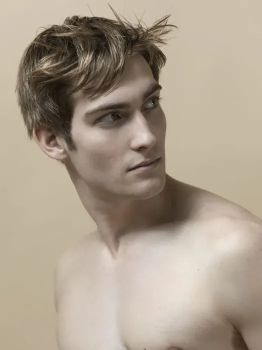 Framed Print : Beauty portrait of a young man with moving hair